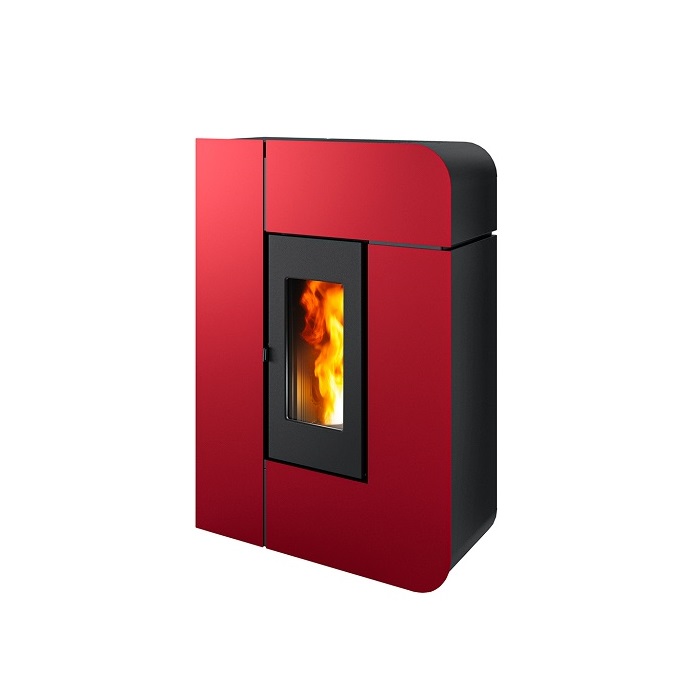 STUFA A PELLET SLIM VENTILATA MCZ ALEA AIR 7 S1 7 KW IN ACCIAIO COLORE BORDEAUX
