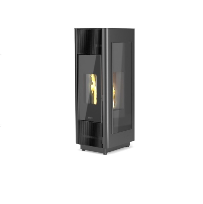 STUFA A PELLET LAMINOX PHENIX 10 AIR 10 KW ACCIAIO BLACK LINE COLORE NERO