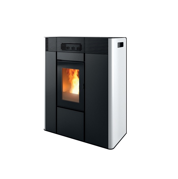 TERMOSTUFA A PELLET SLIM MCZ THEA HYDRO 16 S1 - 16 KW IN ACCIAIO CON VENTILAZIONE FRONTALE COLORE WHITE