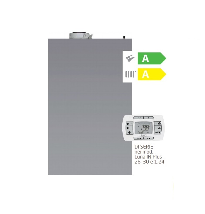 CALDAIA BAXI LUNA IN PLUS 26 WIFI A CONDENSAZIONE COMPLETA DI KIT SCARICO FUMI LOW NOX - NEW ERP