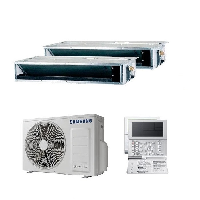 CLIMATIZZATORE CONDIZIONATORE SAMSUNG INVERTER CANALIZZABILE GAMMA FJM DUAL SPLIT 9000+9000 BTU CON AJ050TXJ2KG/EU R32 CON COMANDO A FILO PREMIUM-NEW