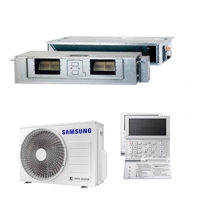 CLIMATIZZATORE CONDIZIONATORE SAMSUNG INVERTER CANALIZZABILE GAMMA FJM DUAL SPLIT 12000+18000 BTU CON AJ080TXJ4KG/EU R32 CON COMANDO A FILO PREMIUM-NEW