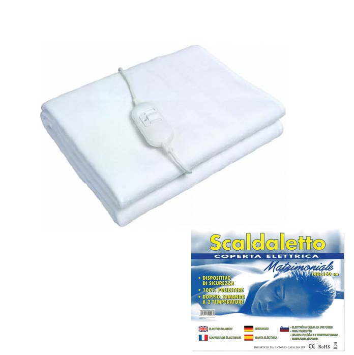 TERMOCOPERTA SCALDALETTO MATRIMONIALE IN POLIESTERE LAVABILE CM 140X160 COD. 50447 COPERTA TERMICA