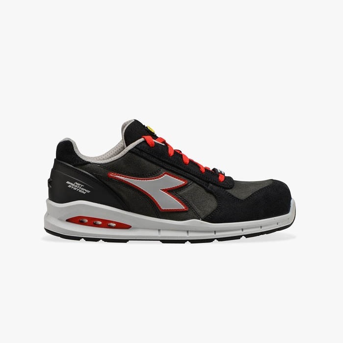 SCARPE ANTINFORTUNISTICA DIADORA UTILITY RUN NET AIRBOX LOW S3 SRC - COLORE ASFALTO/ARGENTO/ROSSO cod. 701.