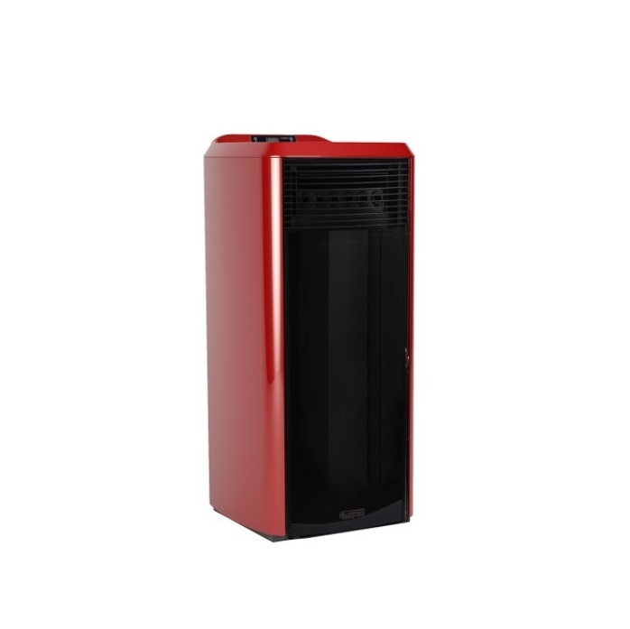 STUFA A PELLET AD ARIA VENTILATA LAMINOX VALENTINA AIR PLUS 16 KW BLACK LINE - COLORE ROSSA