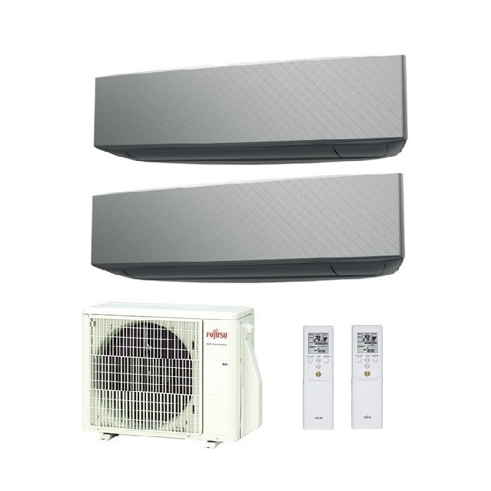 CLIMATIZZATORE CONDIZIONATORE FUJITSU DUAL SPLIT PARETE INVERTER SERIE KE SILVER 7000+12000 BTU con AOYG18KBTA2 7+12
