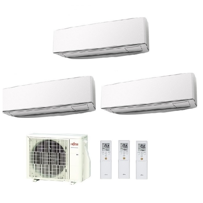 CLIMATIZZATORE CONDIZIONATORE FUJITSU TRIAL SPLIT PARETE INVERTER SERIE KE WHITE 9000+9000+9000 BTU R-32 con AOYG18KBTA3 9+9+9