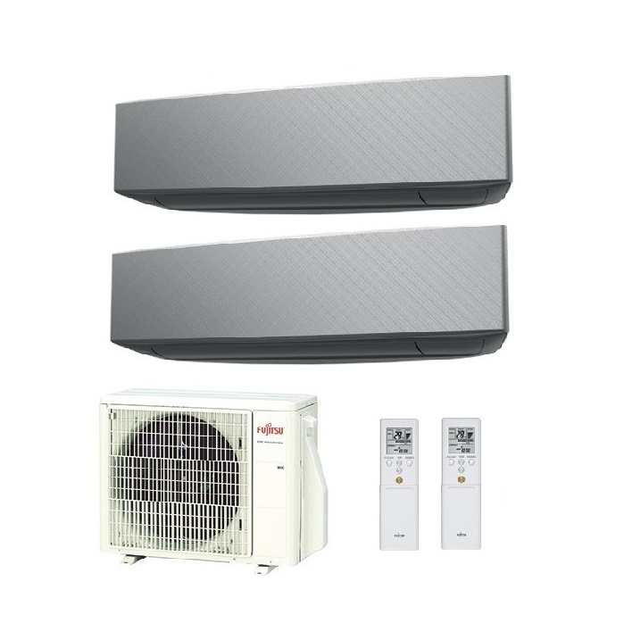 CLIMATIZZATORE CONDIZIONATORE FUJITSU DUAL SPLIT PARETE INVERTER SERIE KE SILVER 9000+12000 BTU con AOYG14KBTA2 9+12