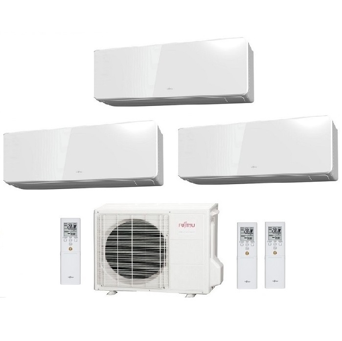 CLIMATIZZATORE CONDIZIONATORE FUJITSU TRIAL SPLIT PARETE INVERTER SERIE KG 7000+9000+9000 BTU con AOYG18KBTA3 7+9+9