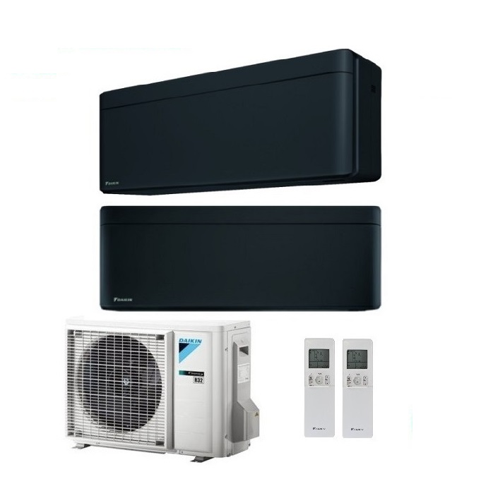 CLIMATIZZATORE CONDIZIONATORE DAIKIN BLUEVOLUTION DUAL SPLIT INVERTER STYLISH BLACK R-32 WI-FI 12000+15000 CON 2MXM68M9 - NEW TOTAL BLACK FTXA-BB