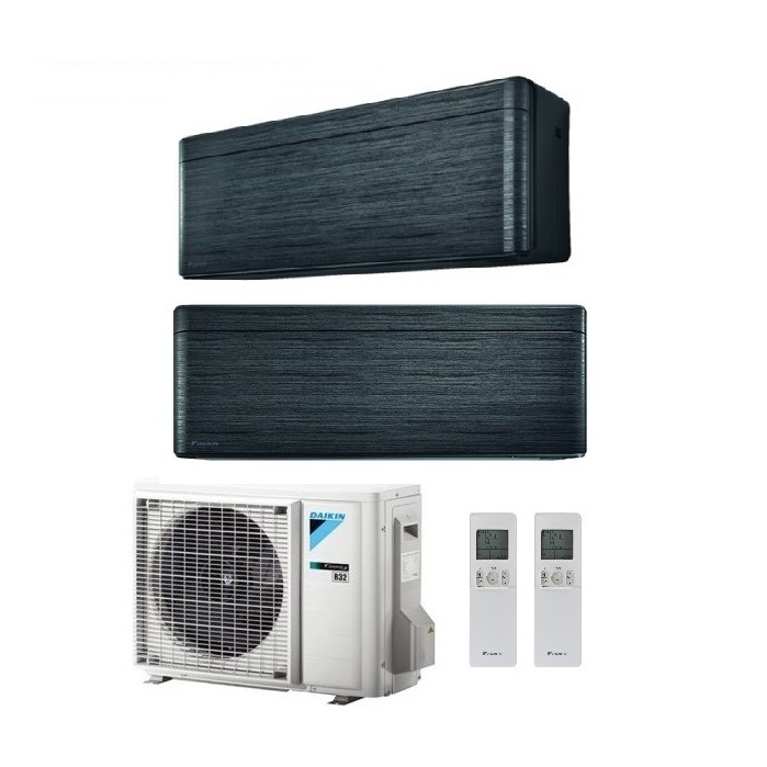 CLIMATIZZATORE CONDIZIONATORE DAIKIN BLUEVOLUTION DUAL SPLIT INVERTER STYLISH BLACKWOOD R-32 WI-FI 7000+18000 CON 2MXM68M9 - NEW REAL BLACKWOOD FTXA-BT