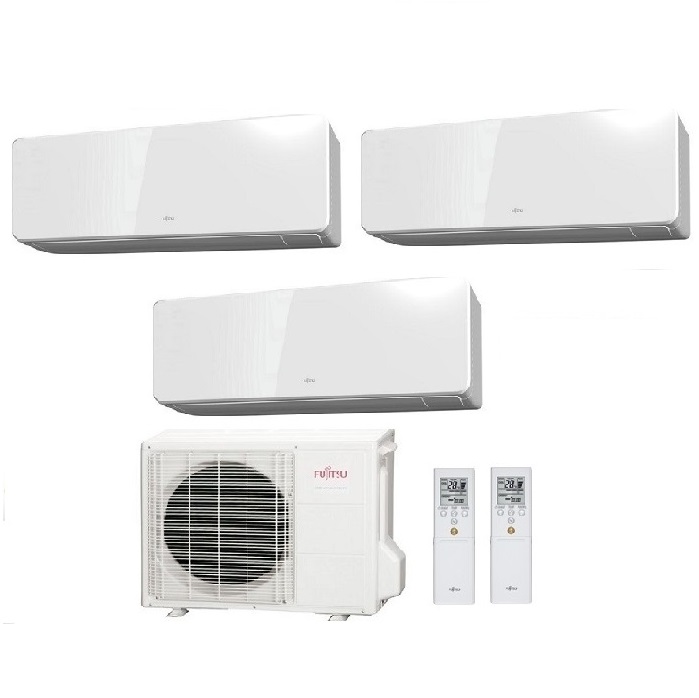 CLIMATIZZATORE CONDIZIONATORE FUJITSU TRIAL SPLIT PARETE INVERTER SERIE KM 7000+7000+9000 BTU R-32 con AOYG24KBTA3 7+7+9
