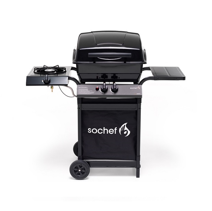 BARBECUE A GAS SOCHEF PIU' PEPITO COTTURA A GAS ED A PIETRA LAVICA COD. G20724 CON DUE BRUCIATORI