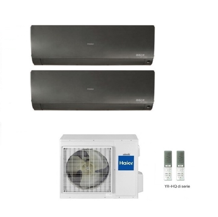 CLIMATIZZATORE CONDIZIONATORE HAIER DUAL SPLIT INVERTER FLEXIS PLUS BLACK R-32 7000+12000 CON 2U40S2SM1FA WI-FI hOn - NEW - 7+12
