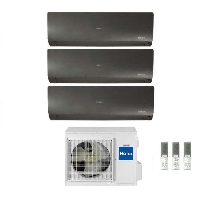 CLIMATIZZATORE CONDIZIONATORE HAIER TRIAL SPLIT INVERTER FLEXIS PLUS BLACK R-32 7000+7000+12000 CON 3U70S2SR3FA WI-FI hOn - NEW -7+7+12