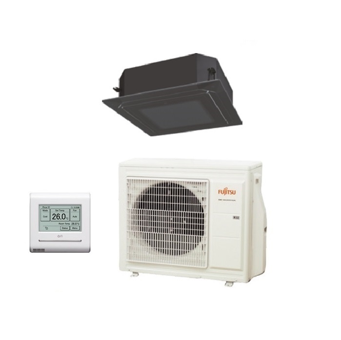 CLIMATIZZATORE CONDIZIONATORE FUJITSU SPLIT CASSETTA KR CIRCULAR FLOW INVERTER AUXG24KRLB 24000 BTU MONOFASE CON FILOCOMANDO E GRIGLIA INCLUSI NERO