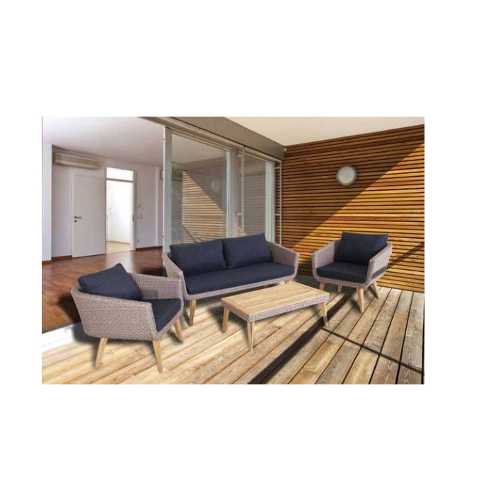 SALOTTO DA ESTERNO CHELSEA IN POLIRATTAN COMPLETO DI CUSCINI IN POLIESTERE CODICE 921-0289