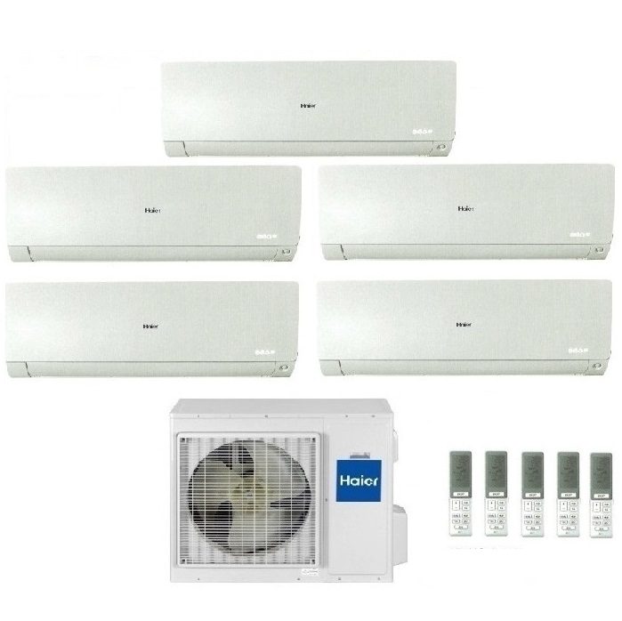 CLIMATIZZATORE CONDIZIONATORE HAIER PENTA SPLIT INVERTER FLEXIS WHITE R-32 7000+7000+7000+7000+12000 CON 5U105S2SS3FA WI-FI INCLUSO NEW - 7+7+7+7+12