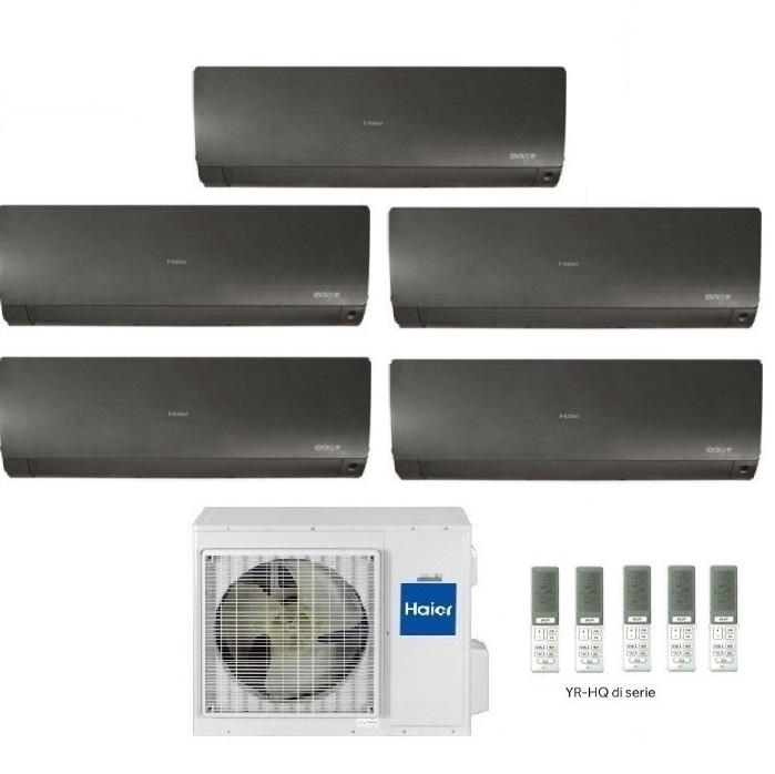 CLIMATIZZATORE CONDIZIONATORE HAIER PENTA SPLIT INVERTER FLEXIS PLUS BLACK R-32 7000+7000+7000+7000+12000 CON 5U105S2SR3FA WI-FI hOn - NEW 7+7+7+7+12