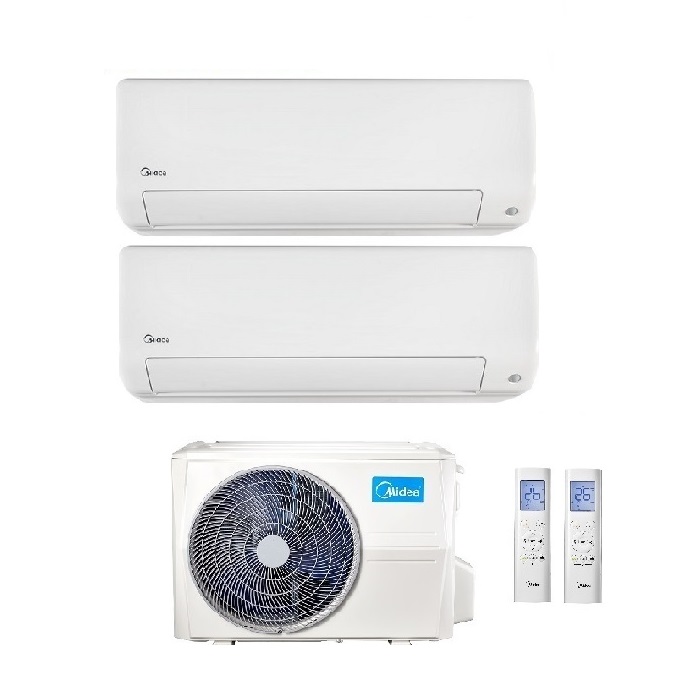CLIMATIZZATORE CONDIZIONATORE DUAL SPLIT INVERTER MIDEA EASY PRO R-32 9000+12000 BTU CON M2OD-18HFN8-Q WI-FI INCLUSO-NEW