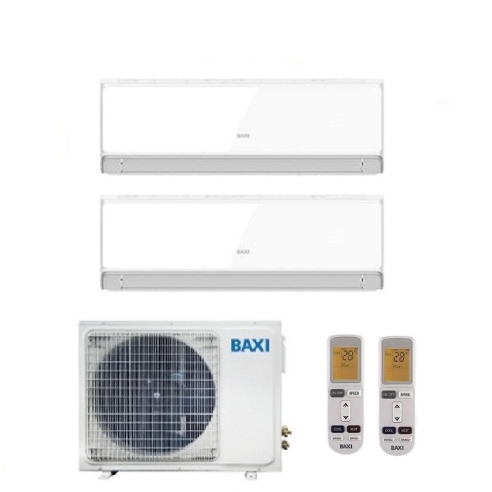 CLIMATIZZATORE CONDIZIONATORE BAXI INVERTER DUAL SPLIT HALO BIANCO 9000+12000 CON LSGT50-2M R-32 9+12 - NEW