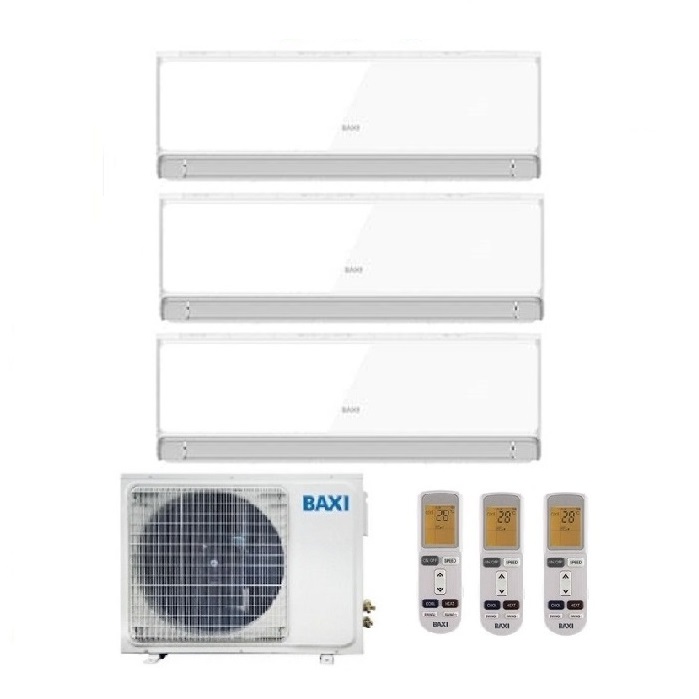 CLIMATIZZATORE CONDIZIONATORE BAXI INVERTER TRIAL SPLIT HALO BIANCO 9000+12000+12000 CON LSGT70-3M R-329+12+12 - NEW