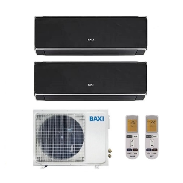 CLIMATIZZATORE CONDIZIONATORE BAXI INVERTER DUAL SPLIT HALO NERO SPECCHIATO 9000+9000 CON LSGT40-2M R-32 
 9+9 - NEW