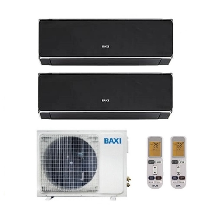 CLIMATIZZATORE CONDIZIONATORE BAXI INVERTER DUAL SPLIT HALO NERO SPECCHIATO 12000+12000 CON LSGT50-2M R-32 12+12 - NEW