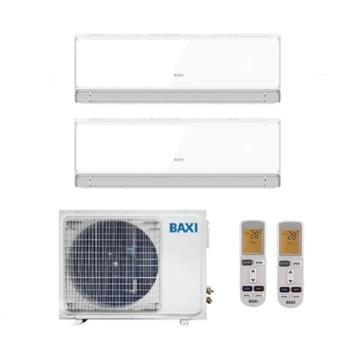 CLIMATIZZATORE CONDIZIONATORE BAXI INVERTER DUAL SPLIT HALO BIANCO 9000+18000 CON LSGT70-3M R-32 9+18 - NEW