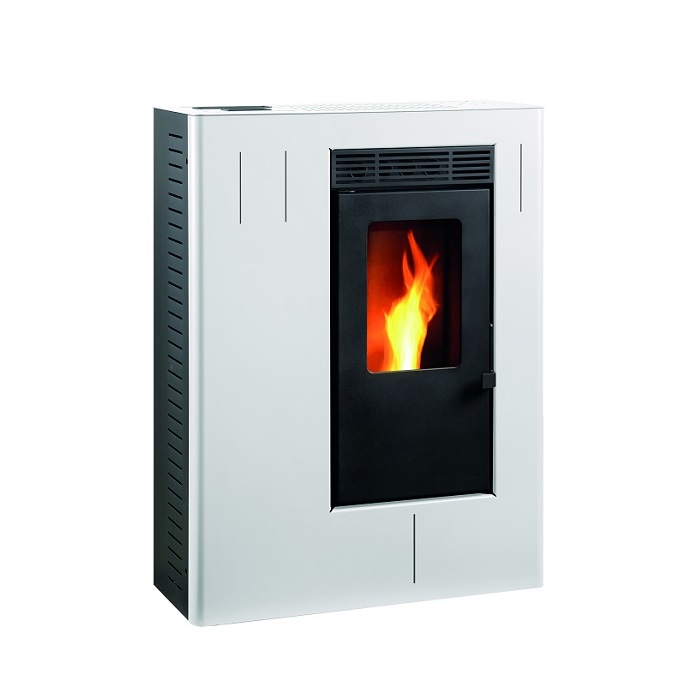 STUFA A PELLET AD ARIA VENTILATA KARMEK ONE MOD. WELS IN ACCIAIO 10 KW BIANCA