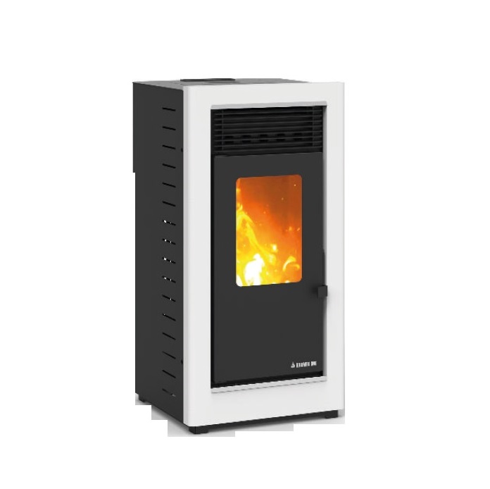 STUFA A PELLET AD ARIA VENTILATA KARMEK ONE MOD. GRAZ IN ACCIAIO 11,6 KW BIANCA