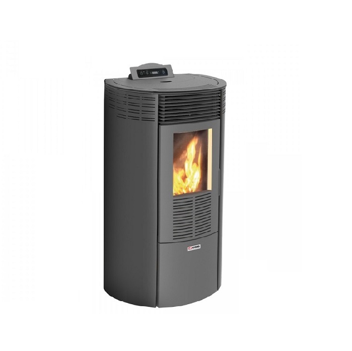 STUFA A PELLET mod. KING 12 ROUND 10 kW ANTRACITE per ambienti fino a 100 mq COD. 93061 – NEW