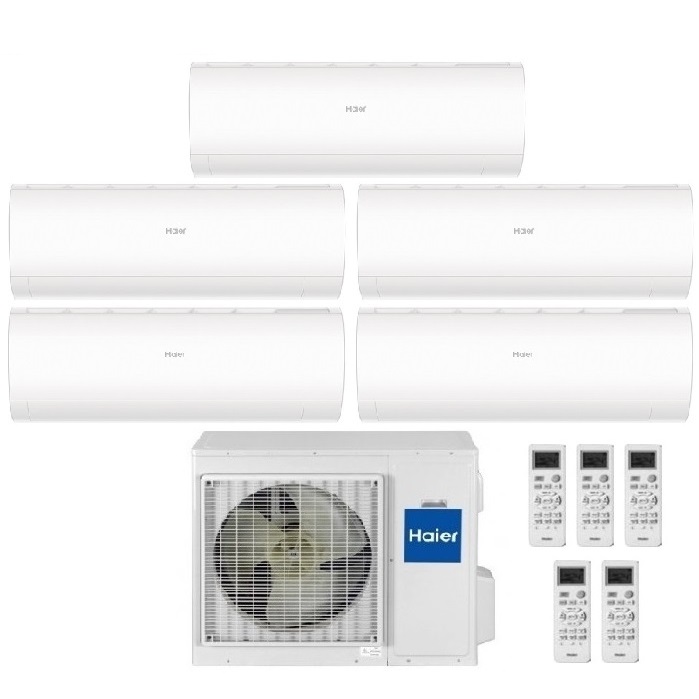 CLIMATIZZATORE CONDIZIONATORE HAIER PENTA SPLIT INVERTER PEARL R-32 7000+7000+7000+7000+12000 CON 5U90S2SS5FA WI-FI hOn - NEW- 7+7+7+7+12