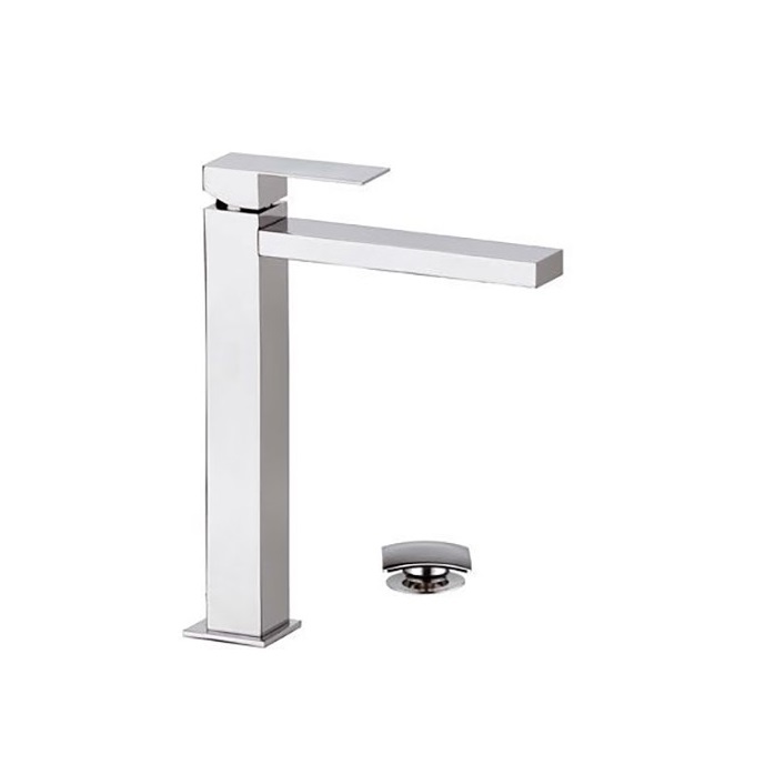 REMER MISCELATORE MONOCOMANDO Q-DESIGN QD10LXL PER LAVABO ALTO CON SCARICO QUADRATO