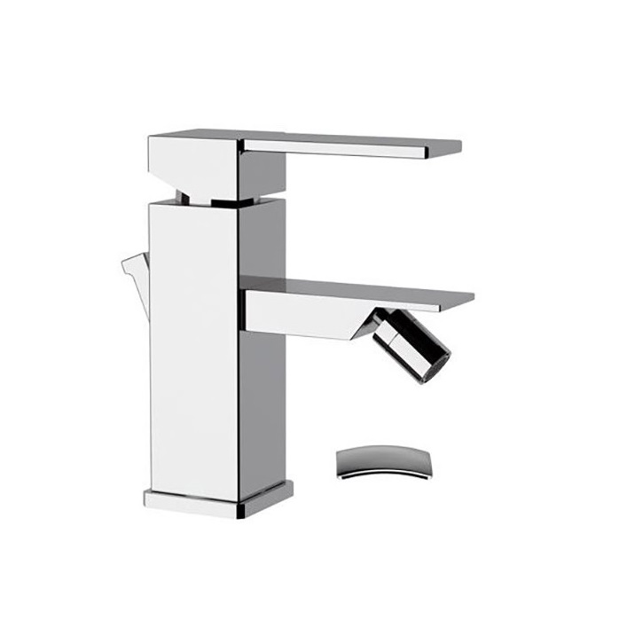 REMER MISCELATORE MONOCOMANDO QUBIKA Q20 PER BIDET CON SCARICO QUADRATO E AERATORE DIREZIONABILE