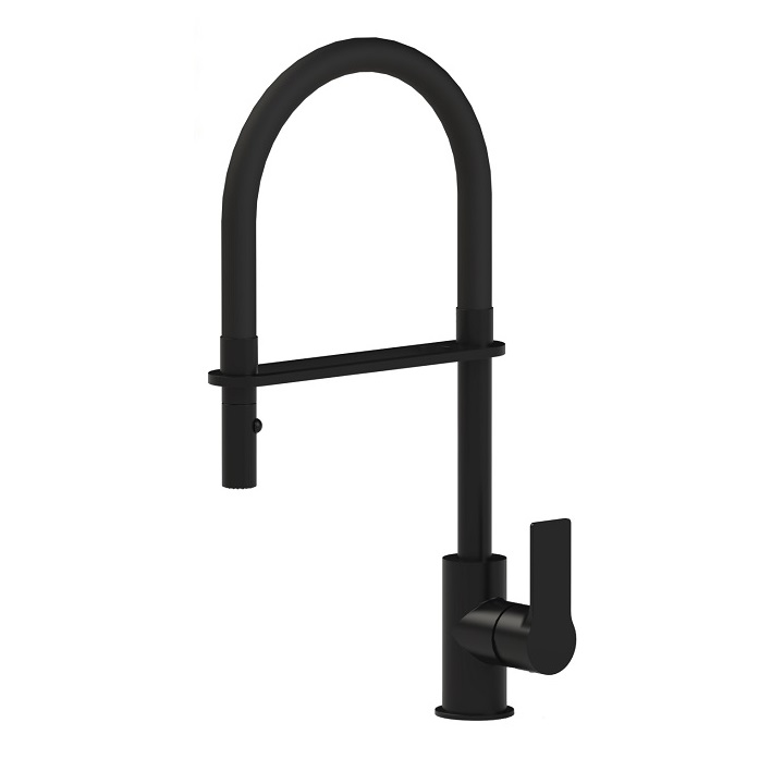 REMER MISCELATORE MONOCOMANDO ENERGY EY541 PER LAVELLO CON FLESSIBILE RIVESTITO IN TUBO GOMMA SOFT-TOUCH NERO OPACO