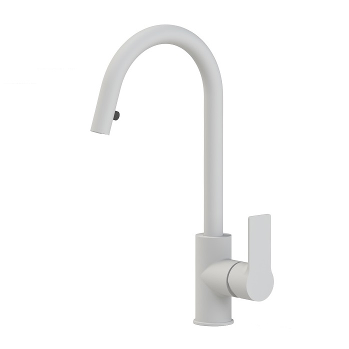 REMER MISCELATORE MONOCOMANDO ENERGY EY84BO PER LAVELLO CON CANNA ALTA GIREVOLE - BIANCO OPACO