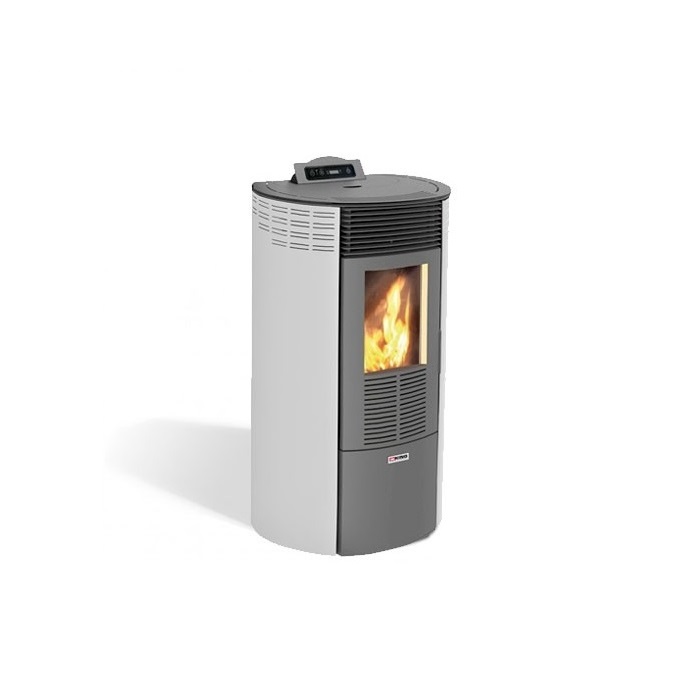 STUFA A PELLET mod. KING 12 ROUND 10 kW BIANCA per ambienti fino a 100 mq COD. 93060 – NEW