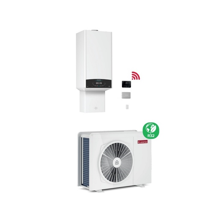 ARISTON GENUS ONE HYBRYD NET R-32 24/50 KW COMPLETA DI KIT SCARICO FUMI CALDAIA A CONDENSAZIONE CON POMPA DI CALORE INTEGRATA – SISTEMA IBRIDO 3302456