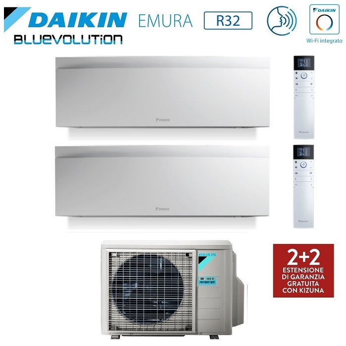 CLIMATIZZATORE CONDIZIONATORE DAIKIN DUAL SPLIT INVERTER serie 3 FTXJ R-32 EMURA III BIANCO Bluevolution 15000+15000 con 2MXM50N9 WI-FI INCLUSO - NEW -15+15