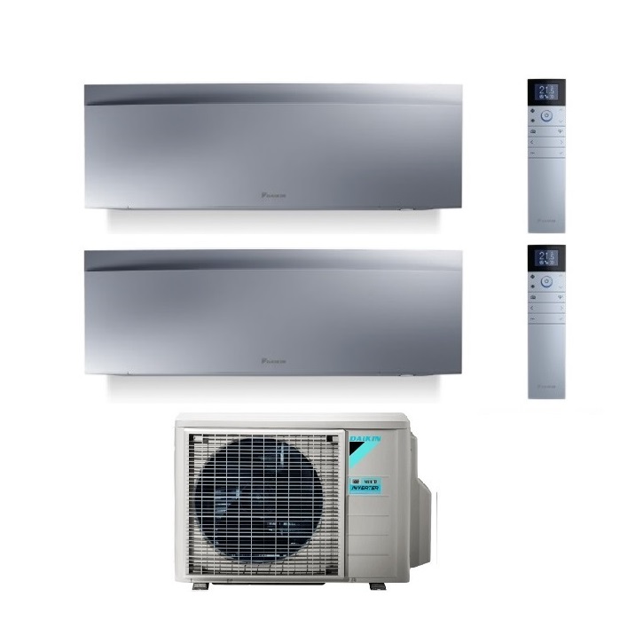CLIMATIZZATORE CONDIZIONATORE DAIKIN DUAL SPLIT INVERTER serie 3 FTXJ R-32 EMURA III ARGENTO Bluevolution 9000+18000 con 2MXM68N WI-FI INCLUSO - NEW -9+18