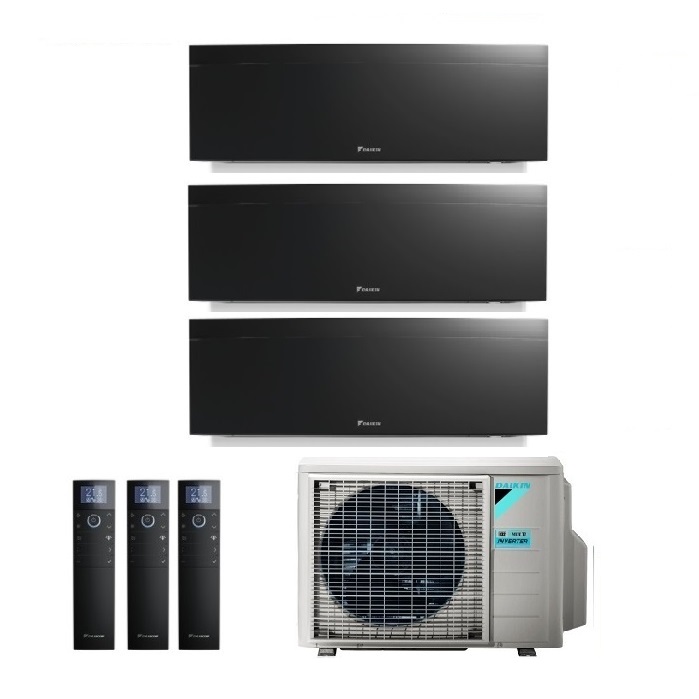CLIMATIZZATORE CONDIZIONATORE DAIKIN TRIAL SPLIT INVERTER serie 3 FTXJ R-32 EMURA III NERO Bluevolution 7000+7000+18000 con 3MXM52N WI-FI INCLUSO - NEW -7+7+18