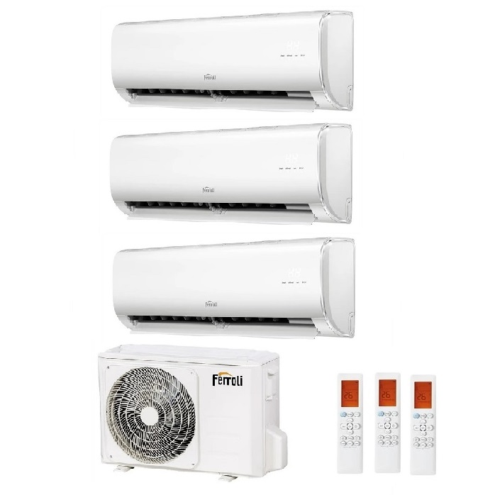 CLIMATIZZATORE CONDIZIONATORE FERROLI TRIAL SPLIT INVERTER R-32 SERIE AMBRA M 7000+7000+7000 con 21-3 WI-FI INTEGRATO - NOVITA'