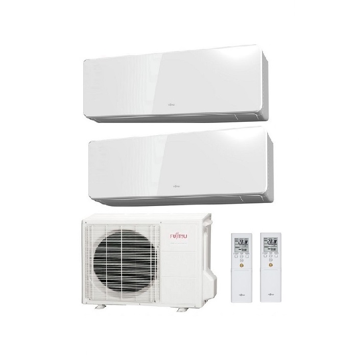 CLIMATIZZATORE CONDIZIONATORE FUJITSU DUAL SPLIT PARETE INVERTER SERIE KM 7000+12000 BTU con AOYG18KBTA2 7+12 -  WI-FI INTEGRATO
