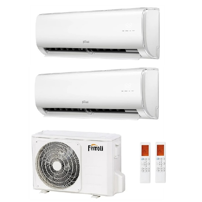 CLIMATIZZATORE CONDIZIONATORE FERROLI DUAL SPLIT INVERTER R-32 SERIE GIADA M 9000+9000 con 18-2 WI-FI INTEGRATO - NOVITA'