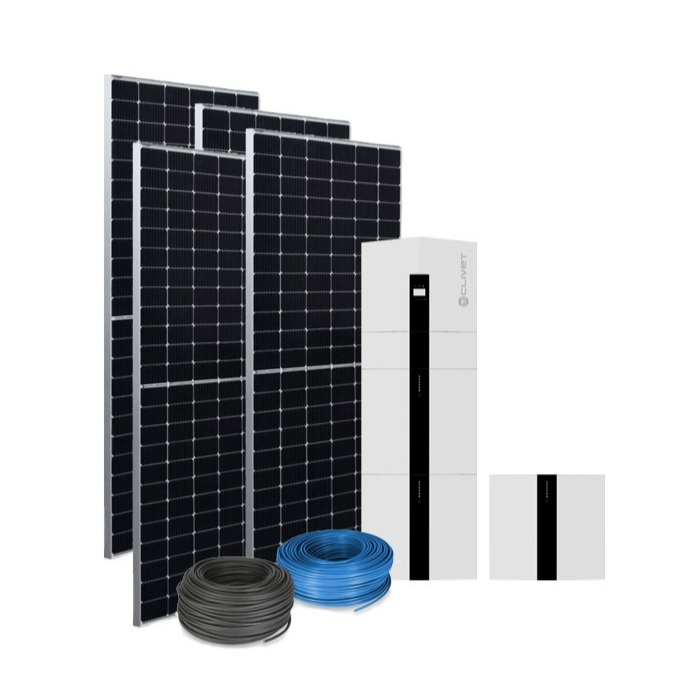 KIT FOTOVOLTAICO DA 4,92 KW COMPOSTO DA SISTEMA DI ACCUMULO ELETTRICO CLIVET SINERGY 51.15 CON 3 PACCHI BATTERIA DA 5 KWH CON INVERTER MONOFASE DA 5 KW PIÙ PANNELLI SOLARI MONOCRISTALLINI SUNTECH ULTRA V PRO MINI DA 410 W E KIT CAVO COLLEGAMENTI