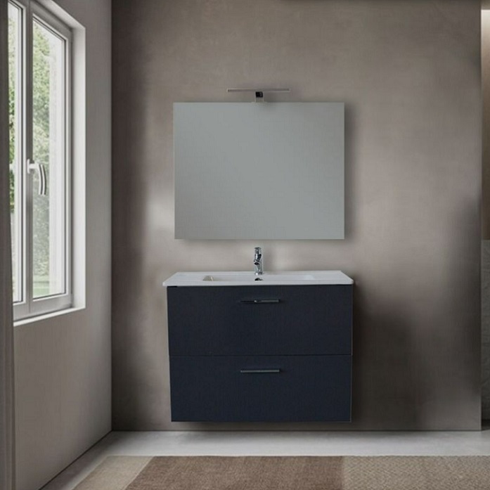 VITRA MOBILE BASIC SOTTOLAVABO SERIE MIA DA 80 CM ANTRACITE CON SPECCHIO E LED - 75100