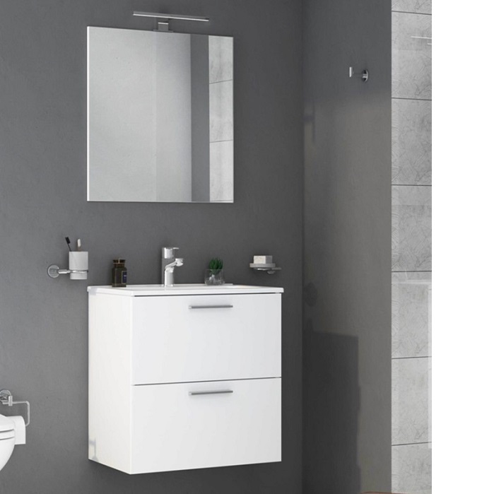 VITRA MOBILE BASIC SOTTOLAVABO SERIE MIA DA 80 CM BIANCO LUCIDO CON SPECCHIO E LED - 75024