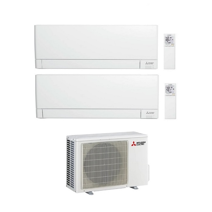 CLIMATIZZATORE CONDIZIONATORE MITSUBISHI ELECTRIC DUAL SPLIT INVERTER LINEA PLUS SERIE MSZ-AY 9000+12000 BTU CON MXZ-2F53VF WI-FI INTEGRATO R-32 9+12 A++