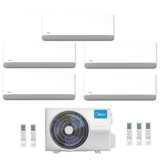 CLIMATIZZATORE CONDIZIONATORE PENTA SPLIT INVERTER MIDEA BREEZELESS E 9000+9000+9000+9000+12000 BTU A++ CON M5OE-42HFN8-Q  WI-FI INCLUSO R-32 NUOVO MODELLO 9+9+9+9+12